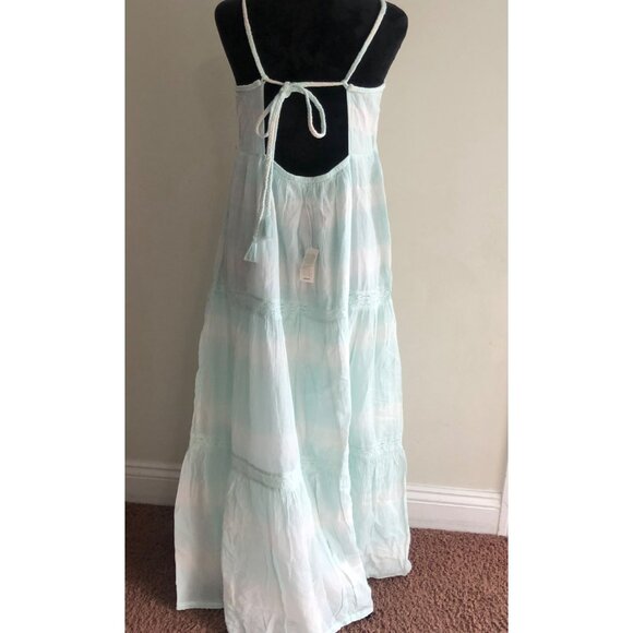 Aerie Light Blue Sleeveless Maxi Dress‎ Adjustable Straps & Tiered Skirt Large - Picture 7 of 13